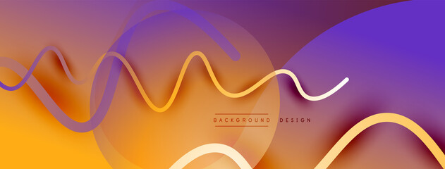 Abstract gradient background with wave line with shadow effect. Geometric composition. 3D shadow effects and fluid gradients