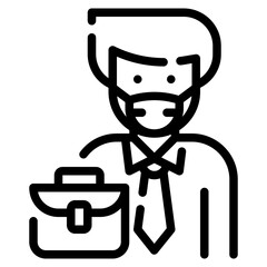 businessman mask line icon