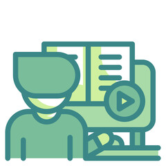 online learning blue line icon