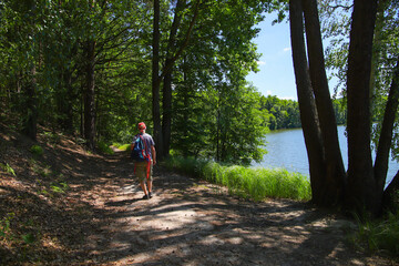 Obraz premium Hiking around the Treppel lake (Treppelsee), federal state Brandenburg, Germany