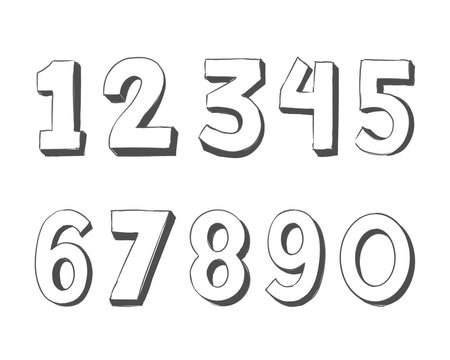 Hand drawn white vector numbers - Vector