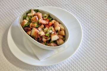 Cold Octopus Salad. Typical Portuguese dish.