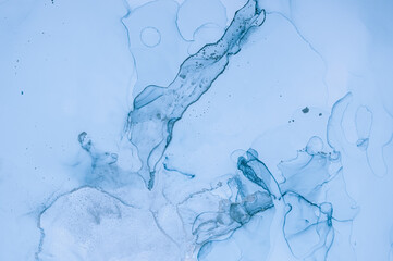 Mixing Inks. Art Flow Illustration. Blue Liquid