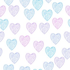 soft pink and blue lace hearts seamless pattern Simple vector illustration for packaging and fabric