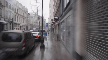 Hyperlapse walk through the rainy centre of Brussels, Belgium