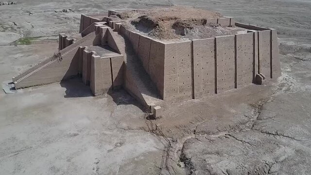 aerial footae of Great Ziggurat of Ur one of Oldest temples in iraq 2050 BC