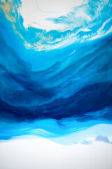 Part of original resin art epoxy resin painting. High quality details. Marble texture. Fluid art for modern banners, ethereal graphic design. Abstract ethereal bronze, blue and white swirl.