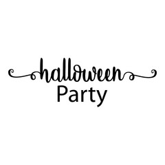 Banner con texto manuscrito halloween party escrito a mano con florituras en color negro