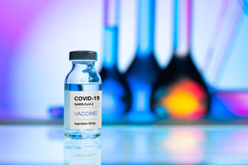 A bottle of Covid-19 (SARS-CoV-2) vaccine