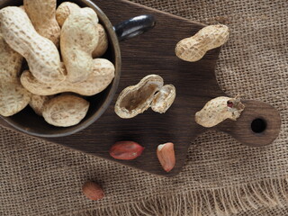 peanuts on a wooden table