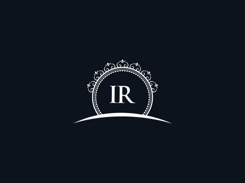 Luxury IR Letter, initial Black ir Logo Icon Vector For Hotel Heraldic Jewelry Fashion Royalty With Brand Identity and Print Template Image