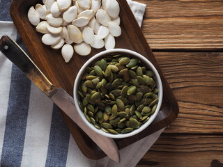 beans in a wooden bowl