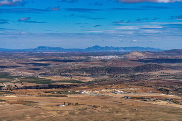 Landscape view of Extremadura near Feria in Spain