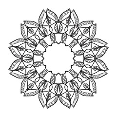 Cute Lineart Flower Indian Pattern Black And White Kaleidoscope