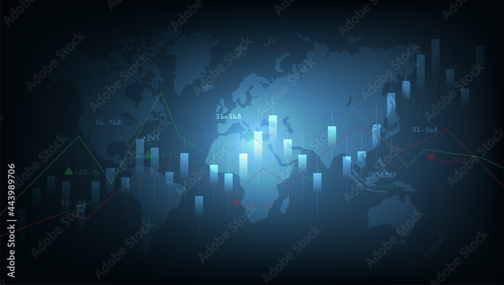 Aufkleber trading infographic background concept.business chart with rising and uptrend line graph.trading con