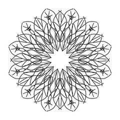 Cute Lineart Flower Indian Pattern Black And White Kaleidoscope