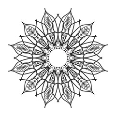 Cute Lineart Flower Indian Pattern Black And White Kaleidoscope