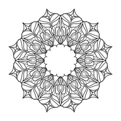 Cute Lineart Flower Indian Pattern Black And White Kaleidoscope