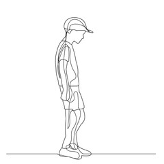 sketch boy drawing by line, isolated, vector