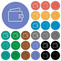 Single wallet outline round flat multi colored icons