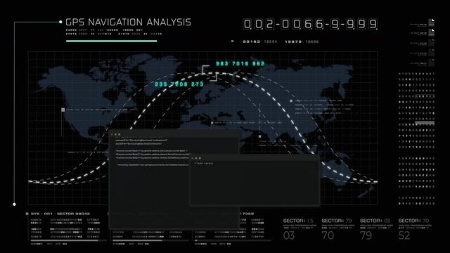 Futuristic global satellite GPS communication networks for broadband internet connections between cities around the world with continent map for head up display background with alpha channel