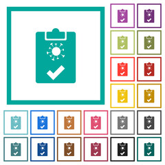 Obraz premium Covid test passed flat color icons with quadrant frames