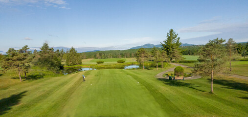 Nice hole on a Canadian golf club in Quebec, on the countryside