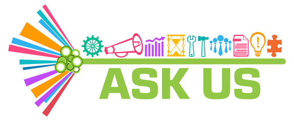 Ask Us Business Symbols Top Colorful Graphics Text 