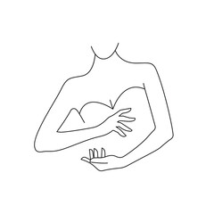 Line Drawing Abstract Female Body. Contemporary Modern Flat Vector Illustration. Continuous Line Art of Female. Minimalist Contour. Poster, Wall Art, Tote Bag, Mobile Case. 