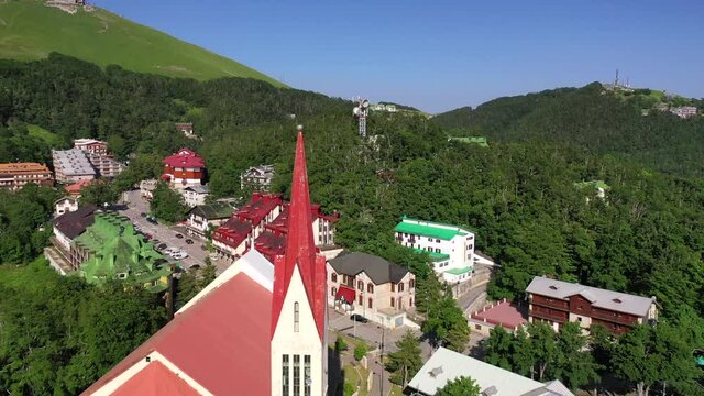 Terminillo, mountain resort of Lazio, Rieti, Italy.
Aerial view of Terminillo on a summer day.
