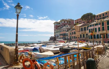 Plexiglas foto achterwand GENOA, ITALY, MAY 12, 2021 - View of Vernazzola beach in Genoa, Italy. © faber121