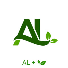 Letter AL with a leaf concept. Very suitable various business purposes also for symbol, logo, company name, brand name, personal name, icon and many more.