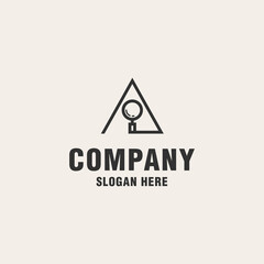 Letter A with magnifying glass logo template on monogram style