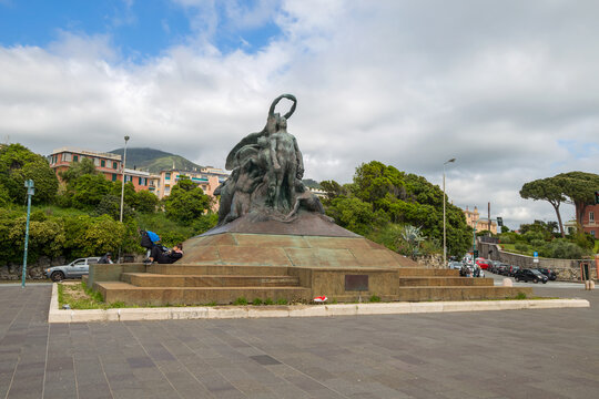 GENOA, ITALY MAY 12, 2021 - The Monument To The Thousand, (Monumento Dei Mille) Dedicated To The Expedition Of The Thousand In Quarto Dei Mille Where Garibaldi's Expedition Started, Genoa, Italy