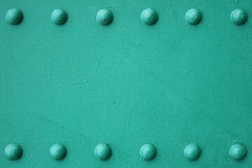 Structure of green metal beams with rivets, Steel girder bridge structure, Texture background