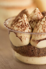 tasty tiramisu chocolate muffin cake in a cup