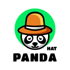 Simple Mascot Logo Design Panda wearing a hat. Abstract, emblem, design, concept, logo, logotype, element
