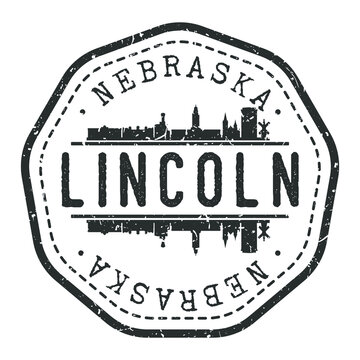 Lincoln, NE, USA Stamp Skyline Postmark. Silhouette Postal Passport. City Round Vector Icon. Vintage Postage Design.