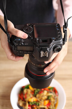 Food Photographer Taking Shot From Thai Food