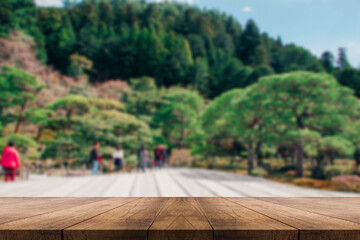 3D rendering, wooden top table on isolate blurred and light background