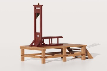 Guillotine isolated on white background. 3D illustration