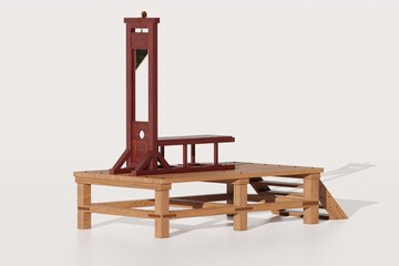 Fototapeta premium Guillotine isolated on white background. 3D illustration