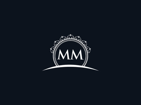 Luxury MM Letter, initial Black mm Logo Icon Vector For Hotel Heraldic Jewelry Fashion Royalty With Brand Identity and Print Template Image