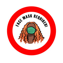 Face mask required sign. New normal wearing mask icons.