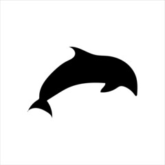 Dolphin. Vector silhouette on a white background.