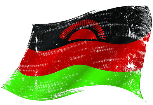 Malawian flag in the wind with a texture