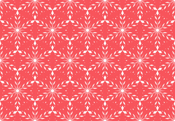 Abstract geometric pattern with lines, snowflakes. A seamless vector background. White and pink texture. Graphic modern pattern