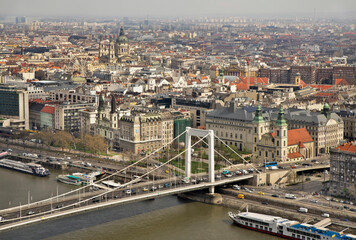 Obraz premium Elisabeth bridge over Danube river in Budapest. Hungary