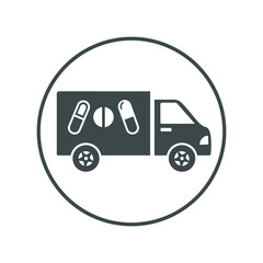 Drug medicine transport van icon (Circle version icon)