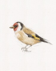 Goldfinch bird graphic illustration hand painted
